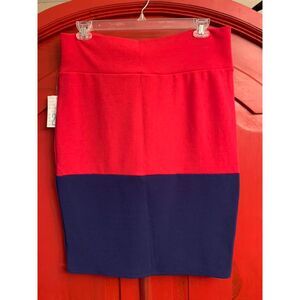 NWT LuLaRoe 2XL Cassie Pencil Skirt Red Navy Dressy Below Knee Office Wear NEW